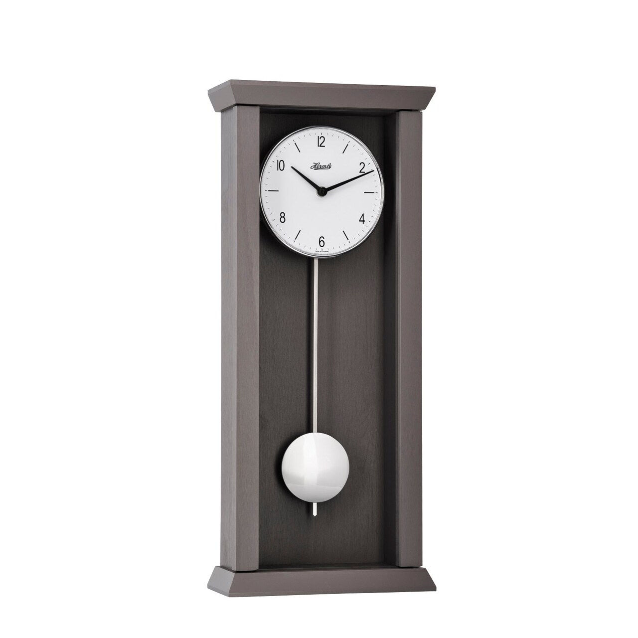 Hermle 22.5" Charcoal Gray and White Rectangular Pendulum Wall Clock